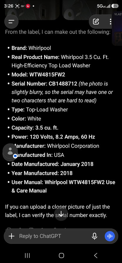 Whirlpool 3.5 Cu. Ft. High-Efficiency Top Load Washer