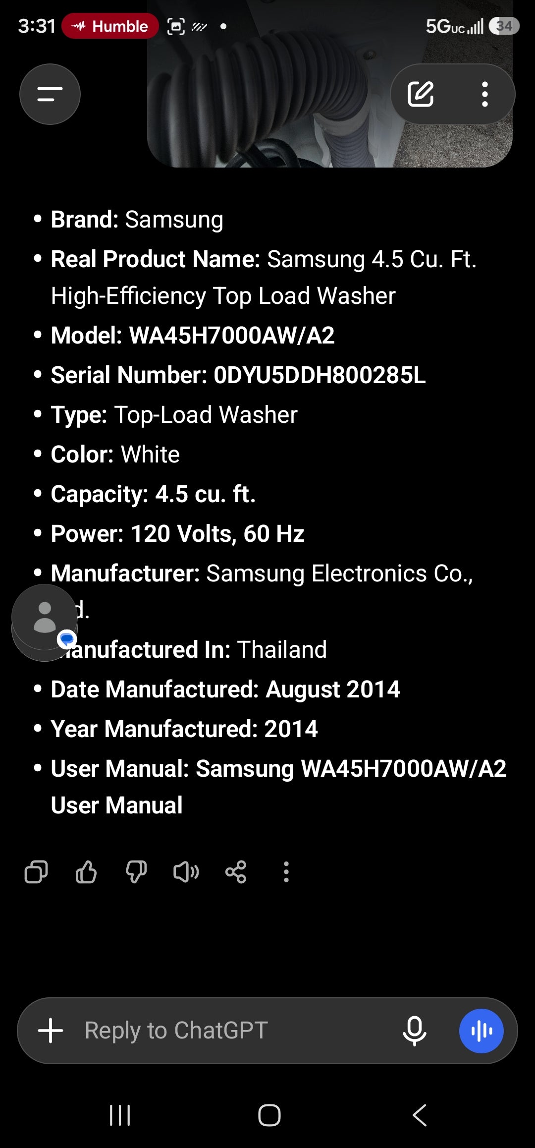 Samsung 4.5 Cu. Ft. High-Efficiency Top Load Washer