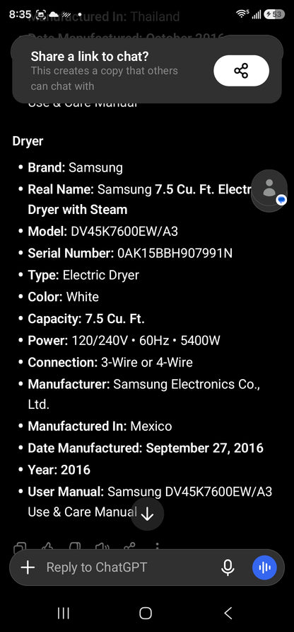 Samsung Washer And Electric Dryer Set