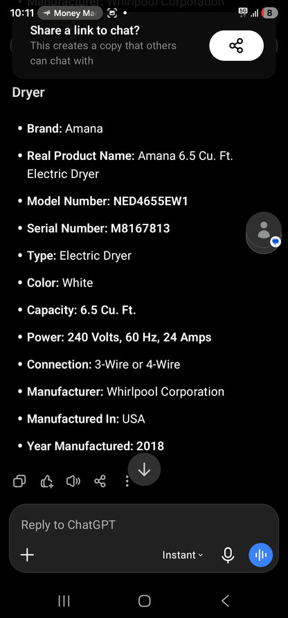 Amana Washer And Electruc Dryer Set