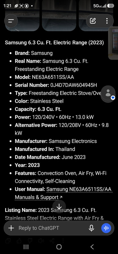Samsung 6.3 Cu. Ft. Freestanding Electric Range