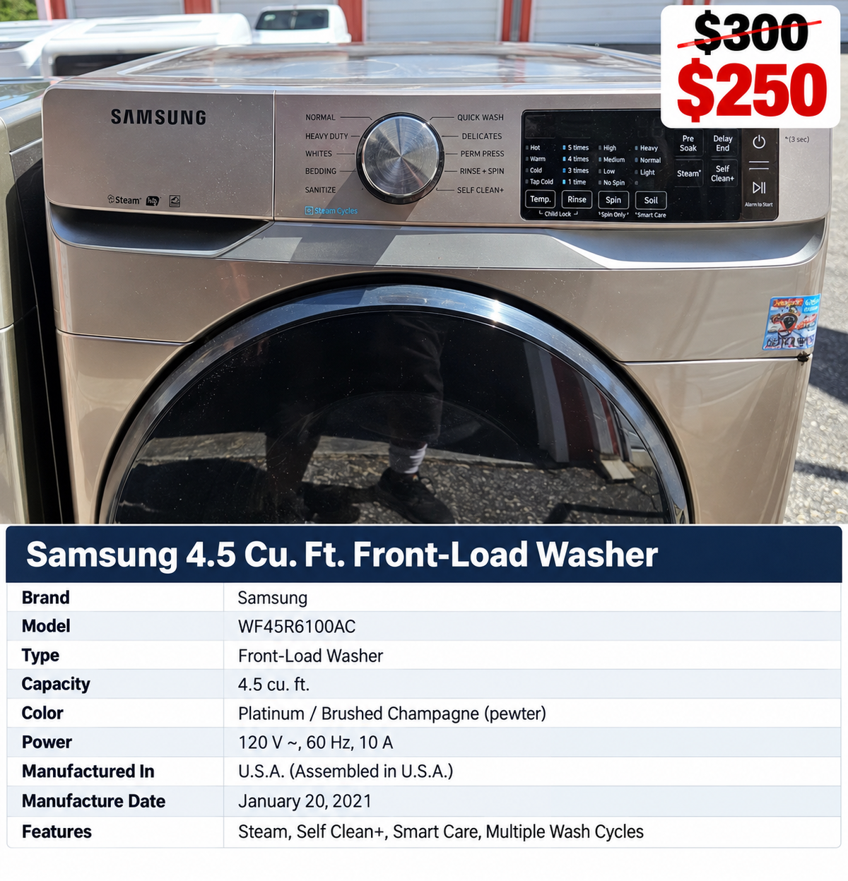 Samsung 4.5 Cu. Ft. High-Efficiency Front-Load Washer with Steam