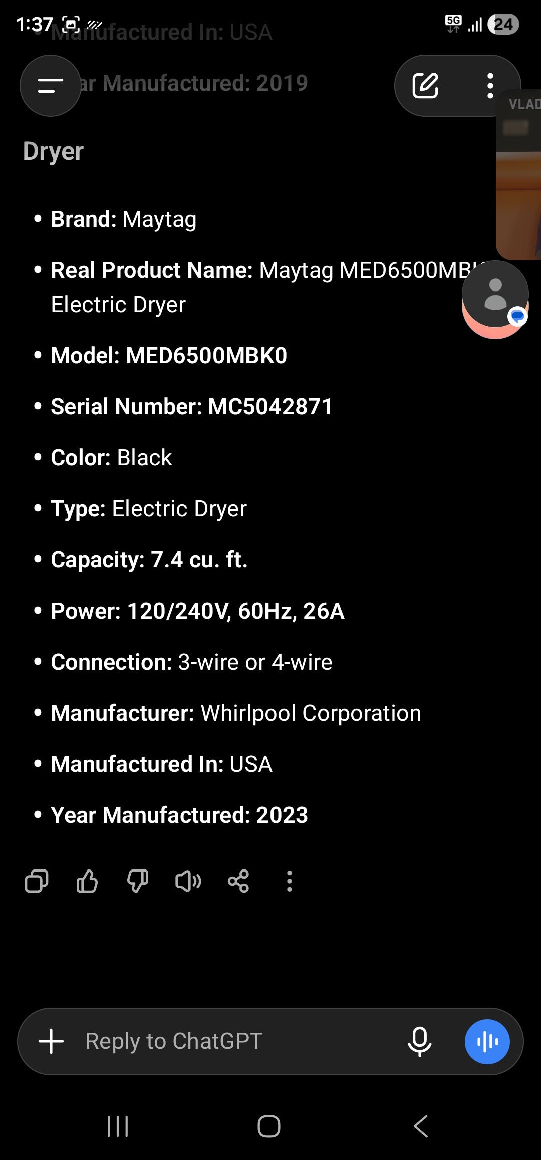 Maytag MED6500MBK0 Electric Dryer