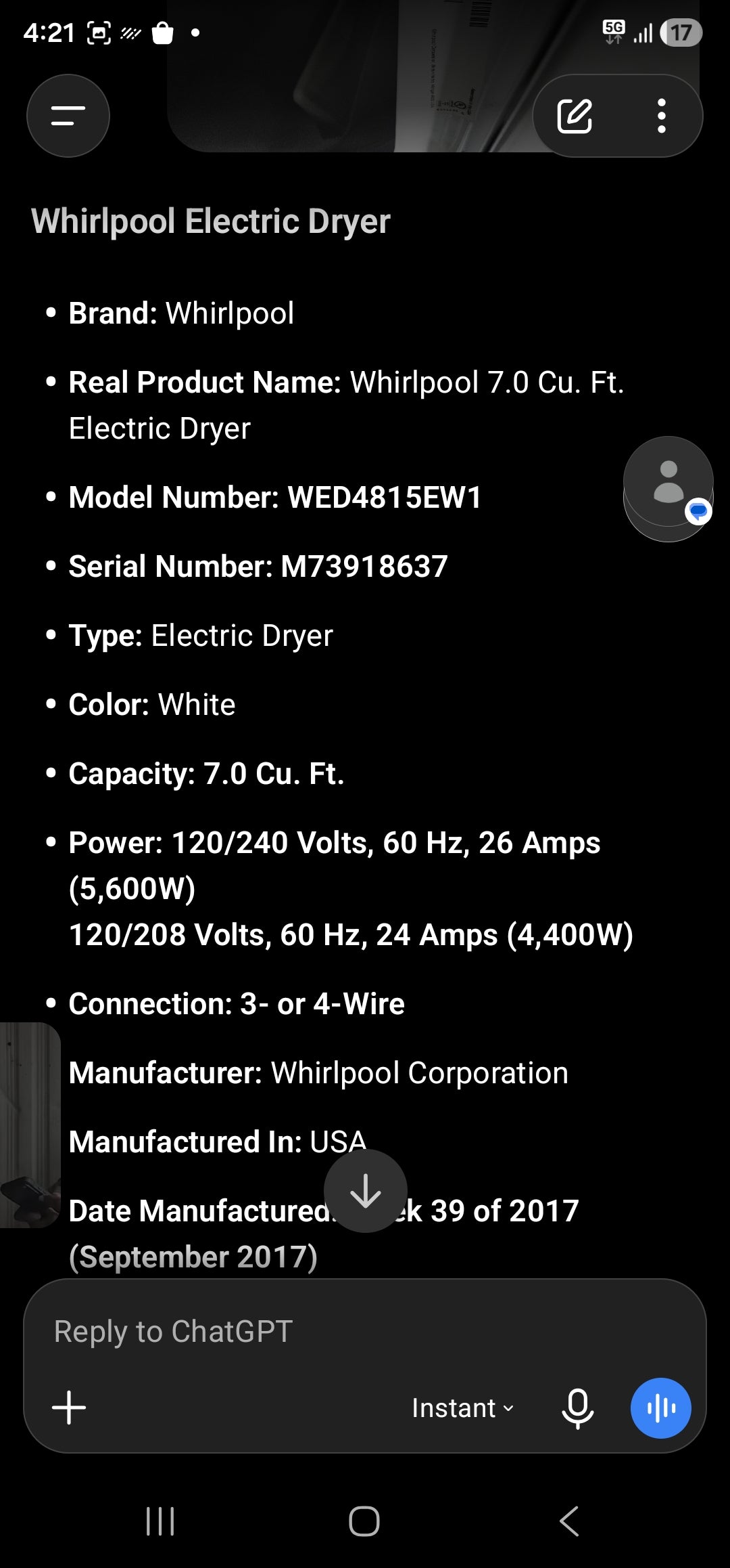 Whirlpool 7.0 Cu. Ft. Electric Dryer