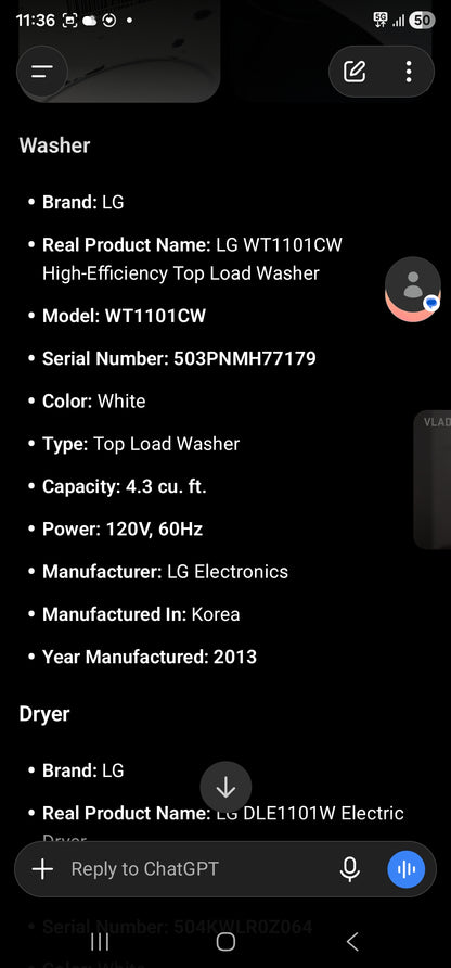Lg Washer And Electric Dryer Set