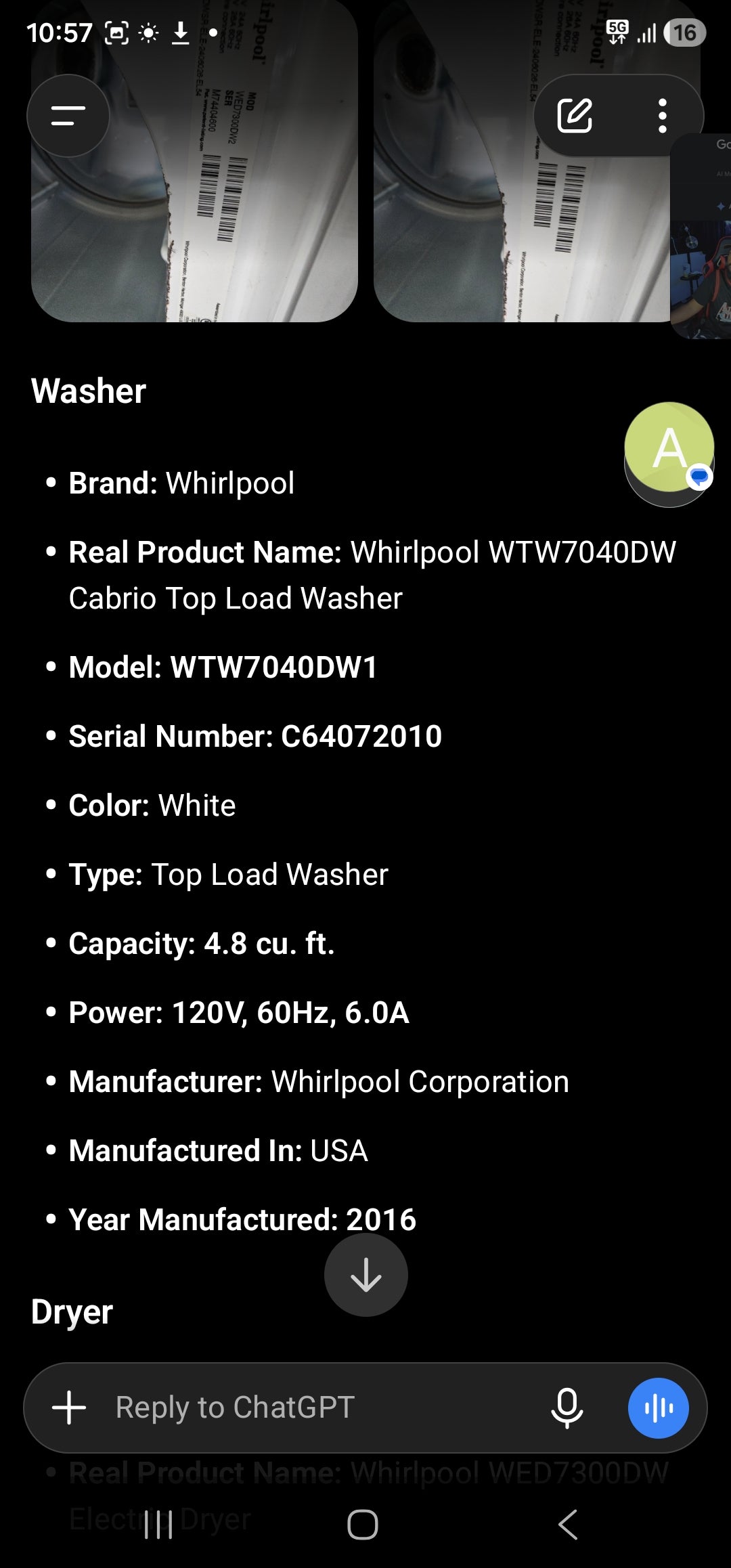 Whirlpool WTW7040DW Cabrio Top Load Washer