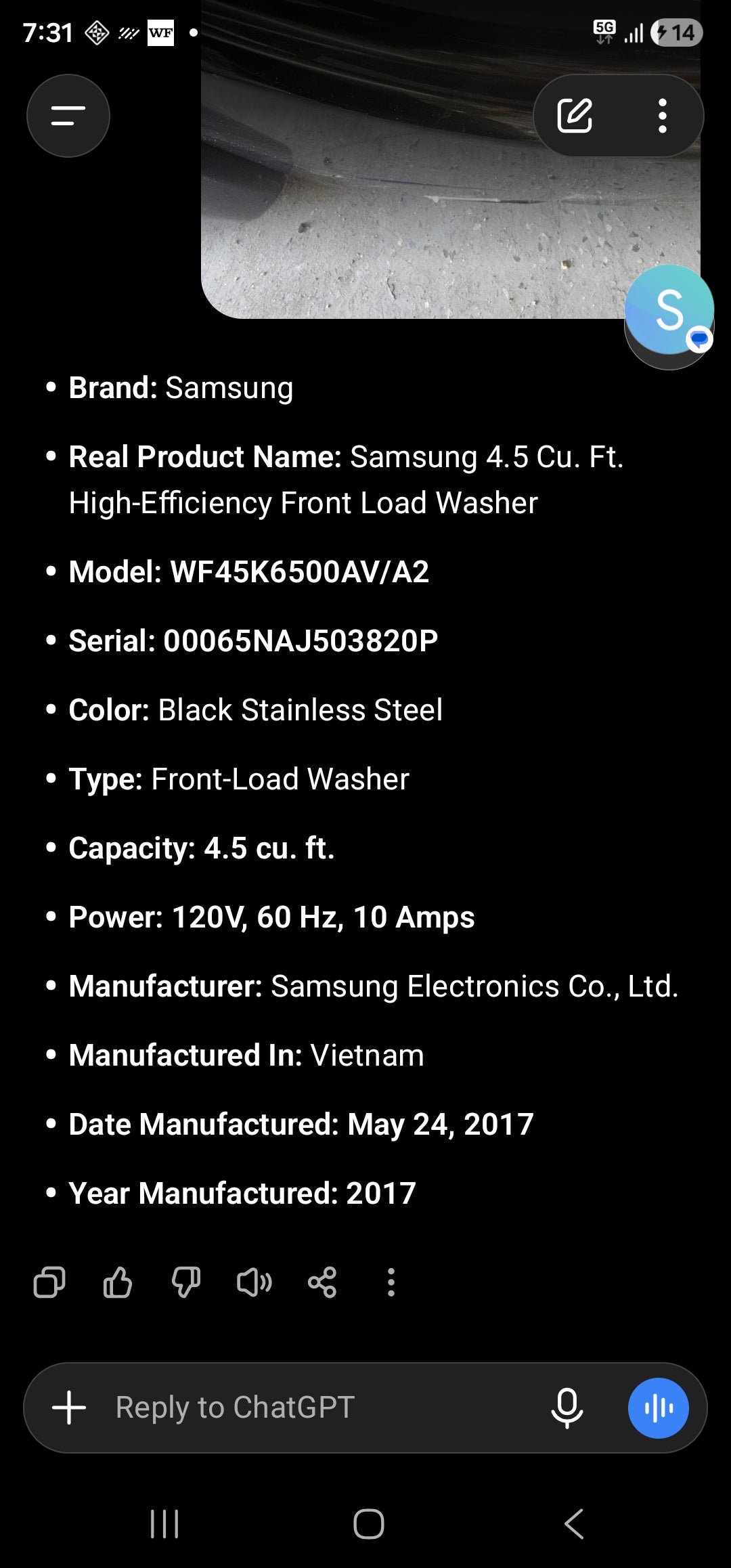 Samsung 4.5 Cu. Ft. High-Efficiency Front Load Washer