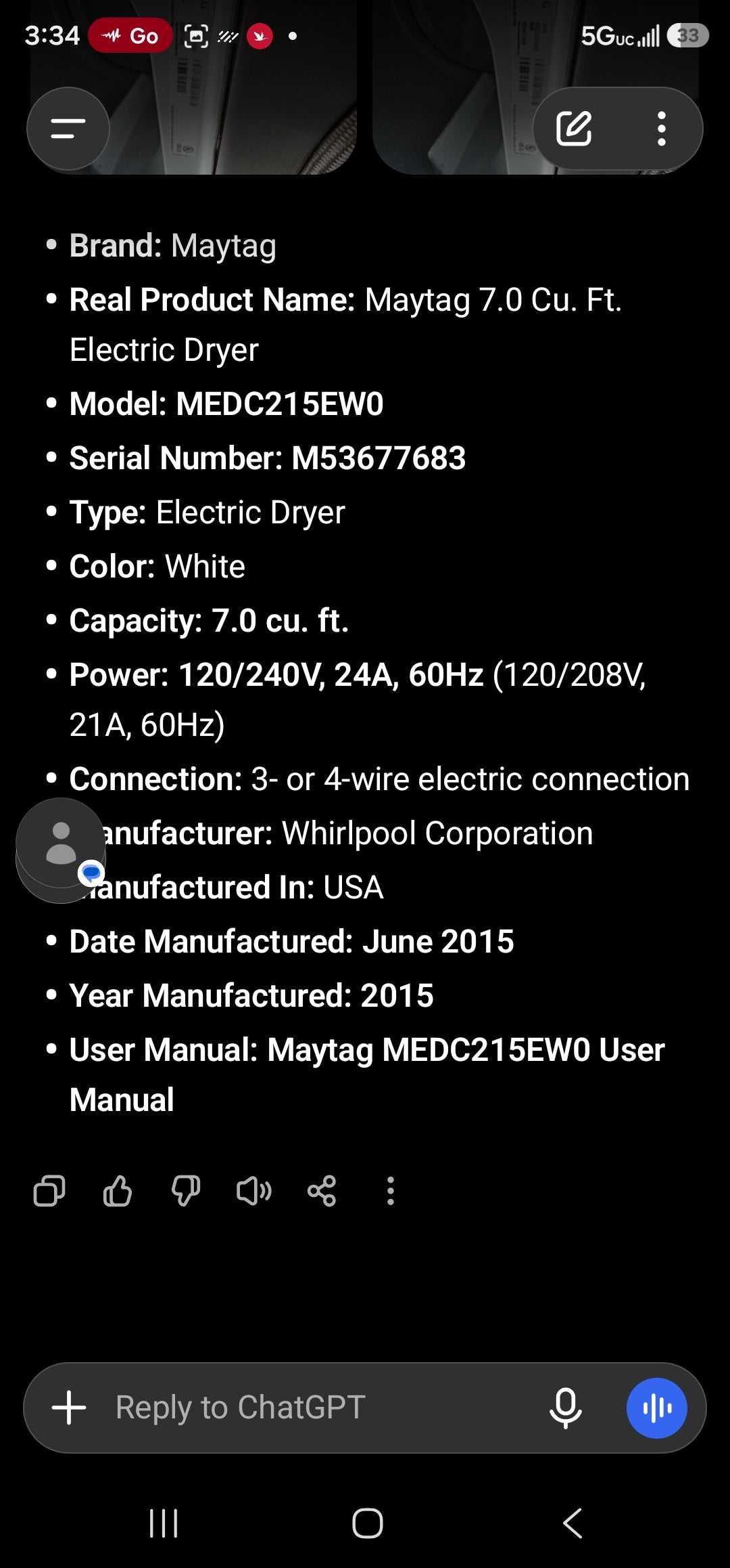 Maytag 7.0 Cu. Ft. Electric Dryer