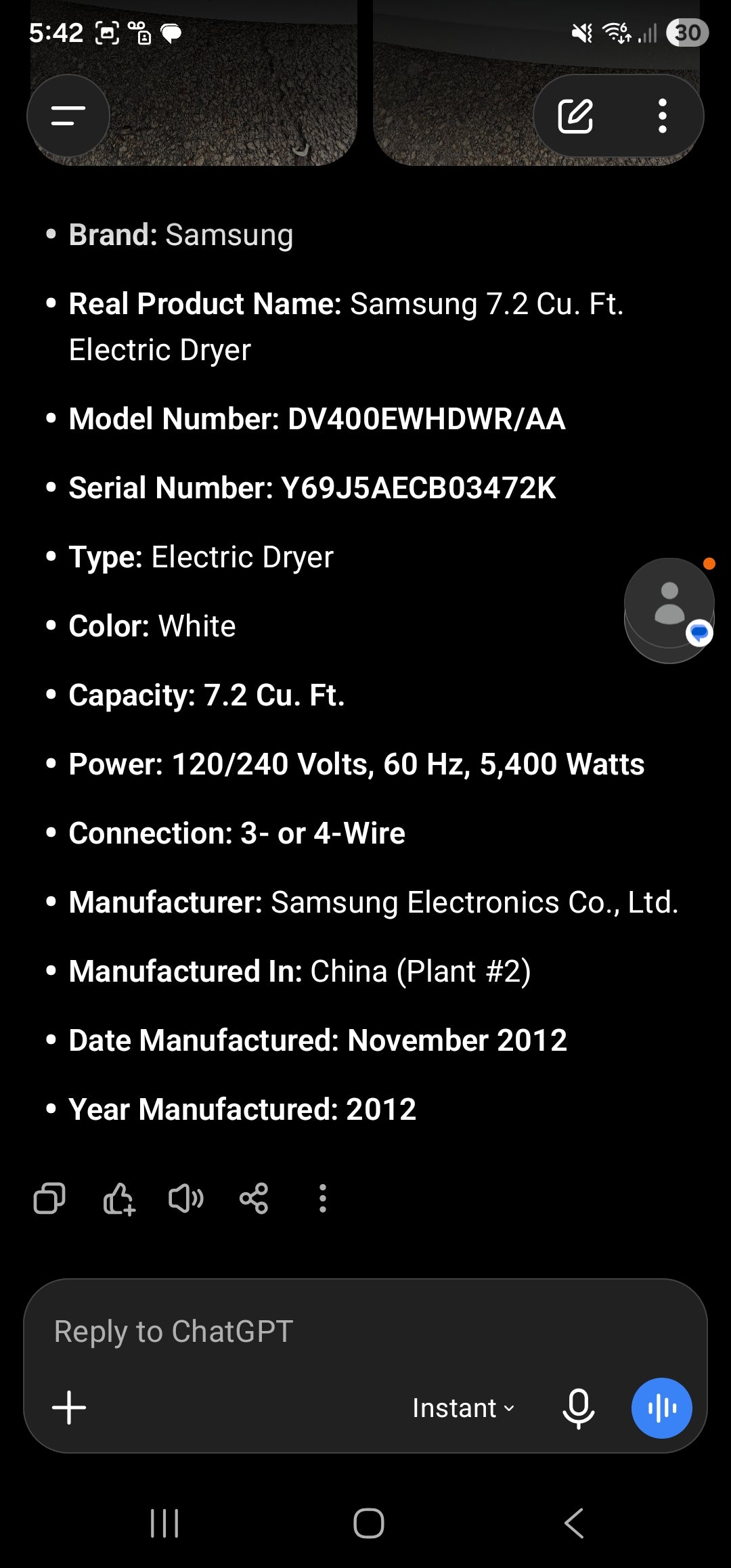 Samsung 7.2 Cu. Ft. Electric Dryer
