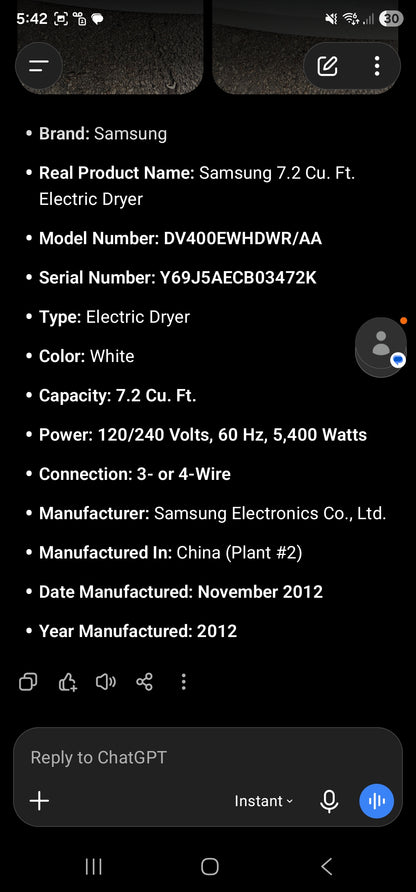Samsung 7.2 Cu. Ft. Electric Dryer