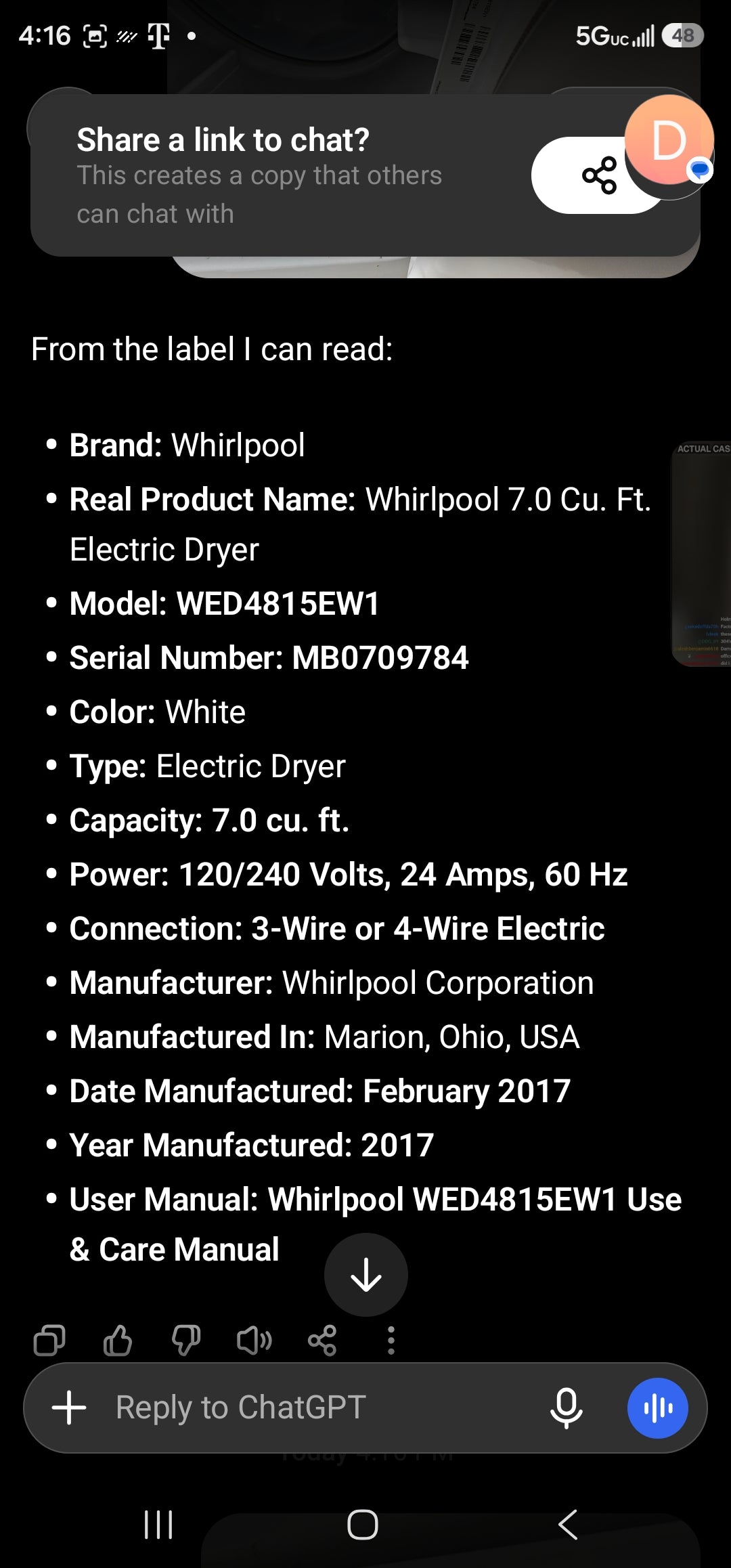Whirlpool Washer And Electric Dryer Set