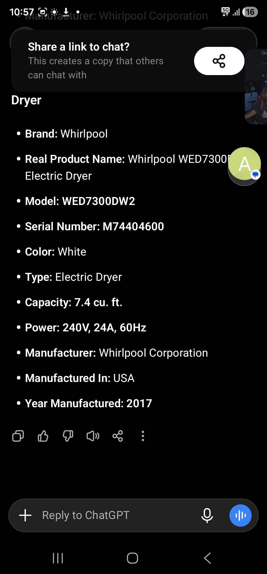 Whirlpool Washer And Electric Dryer Set