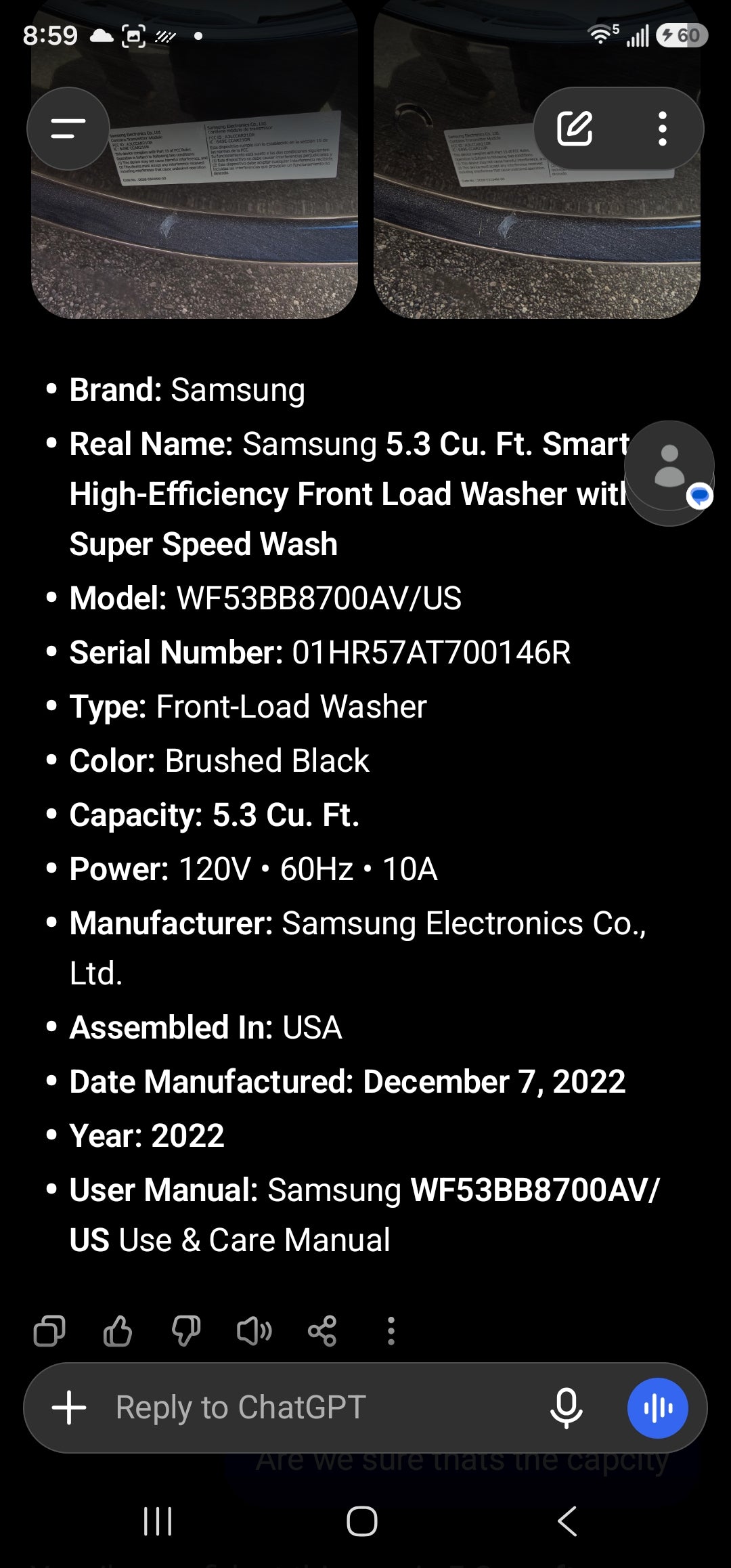 Samsung Frontload Washer And Electric Dryer Set