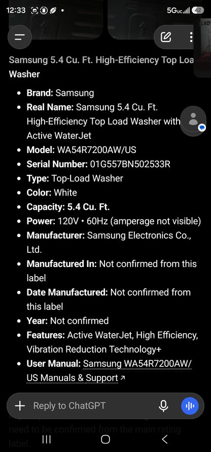 Samsung 5.4 Cu. Ft. High-Efficiency Top Load Washer with Active WaterJet