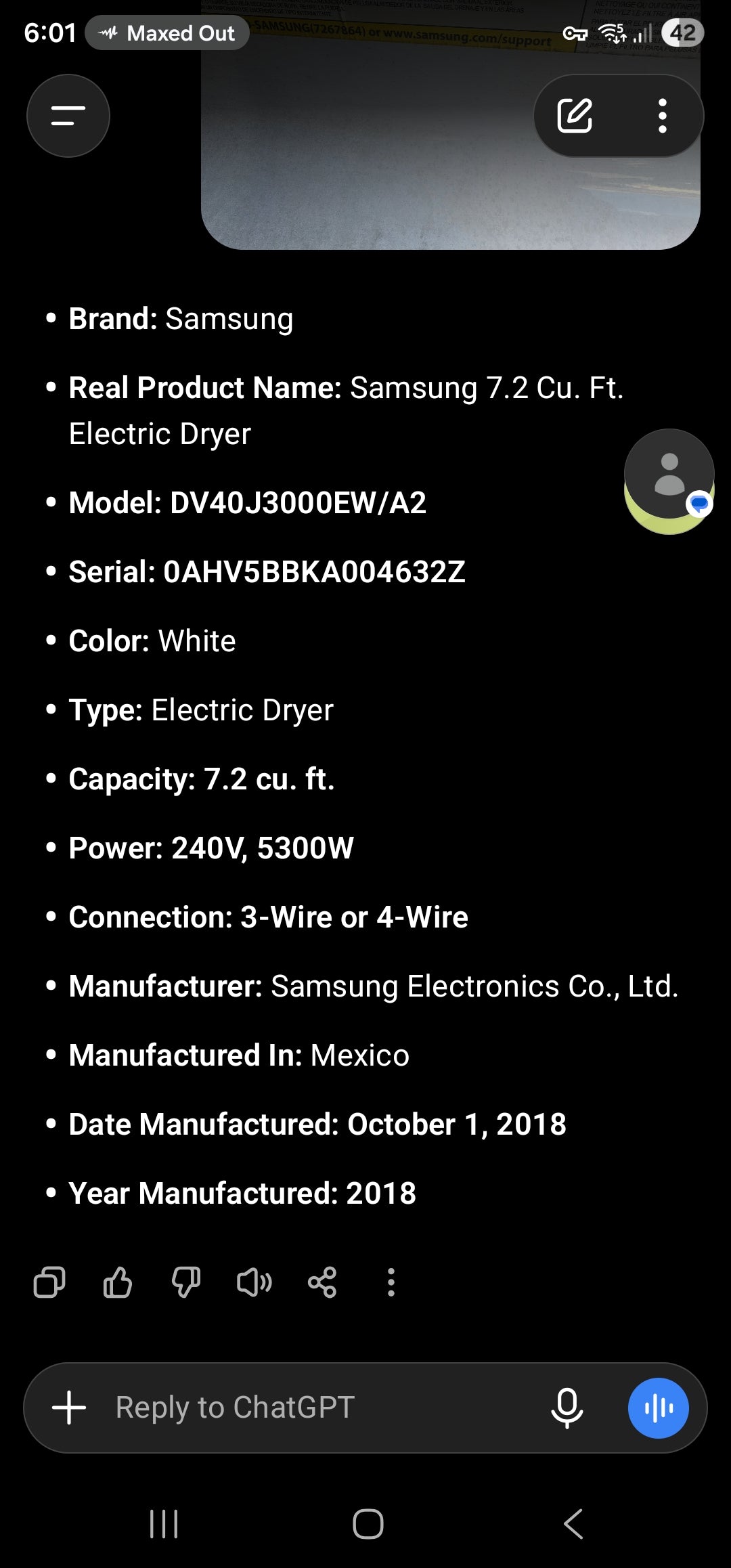Samsung 7.2 Cu. Ft. Electric Dryer