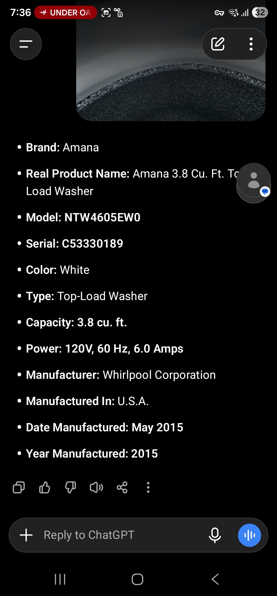 Amana 3.8 Cu. Ft. Top Load Washer