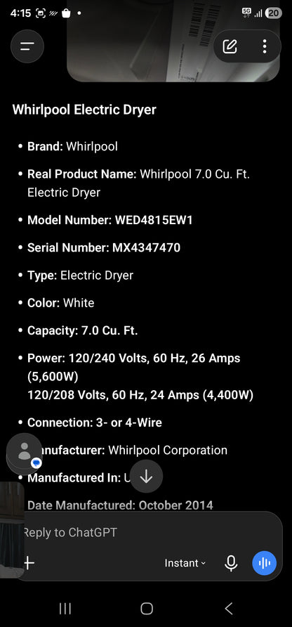 Whirlpool 7.0 Cu. Ft. Electric Dryer