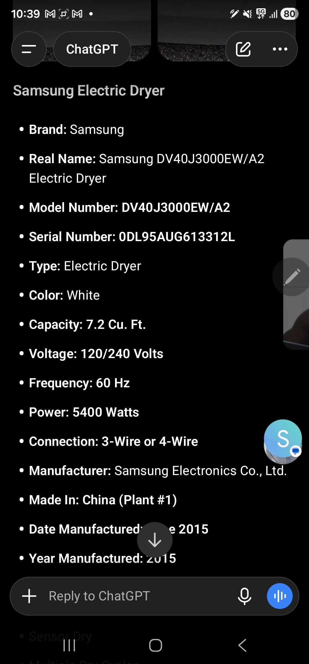 Samsung DV40J3000EW/A2 Electric Dryer