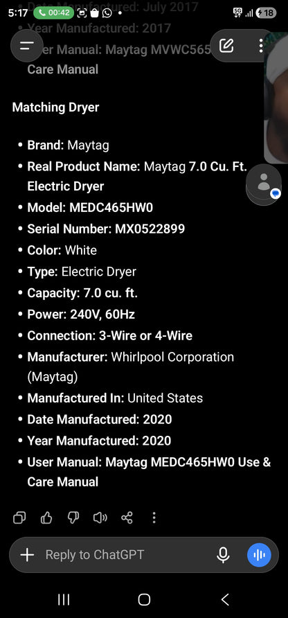 Maytag 7.0 Cu. Ft. Electric Dryer