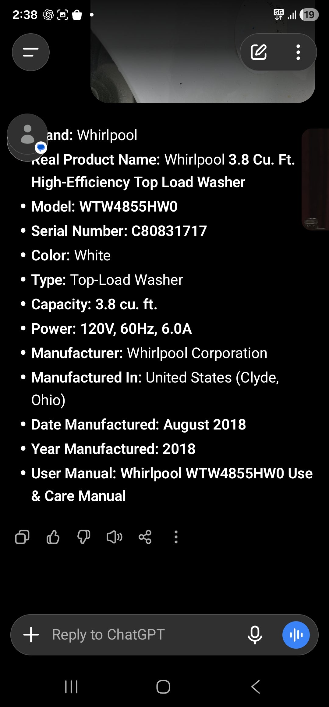 Whirlpool 3.8 Cu. Ft. High-Efficiency Top Load Washer