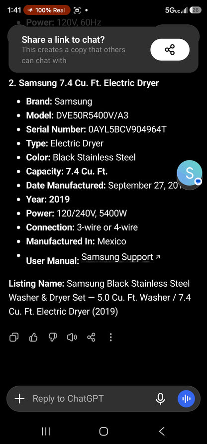 Samsung Washer And Electric Dryer Set