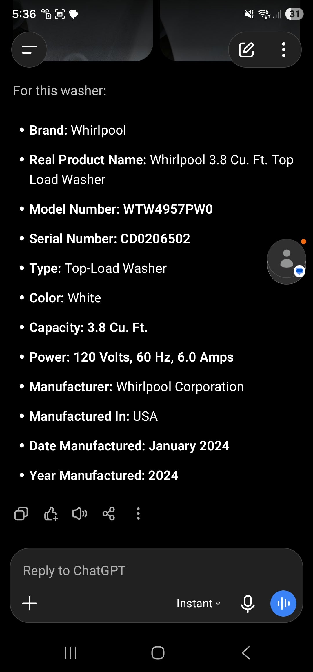 Whirlpool 3.8 Cu. Ft. Top Load Washer