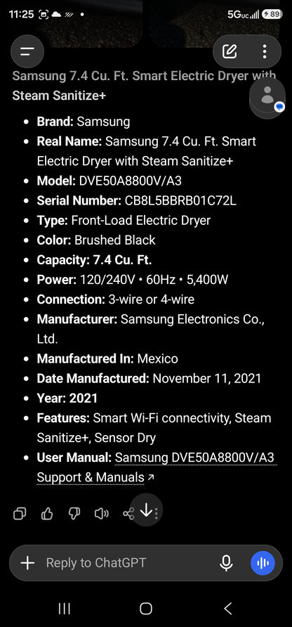 Samsung 7.4 Cu. Ft. Smart Electric Dryer with Steam Sanitize+