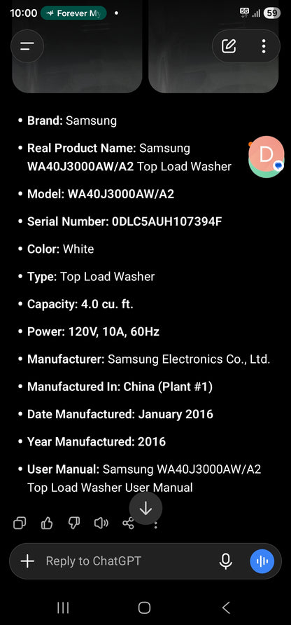 Samsung WA40J3000AW/A2 Top Load Washer